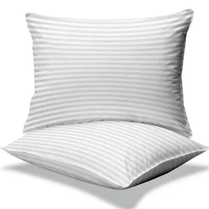 2-Pack Cotton Stripe Plush Bed Pillows
