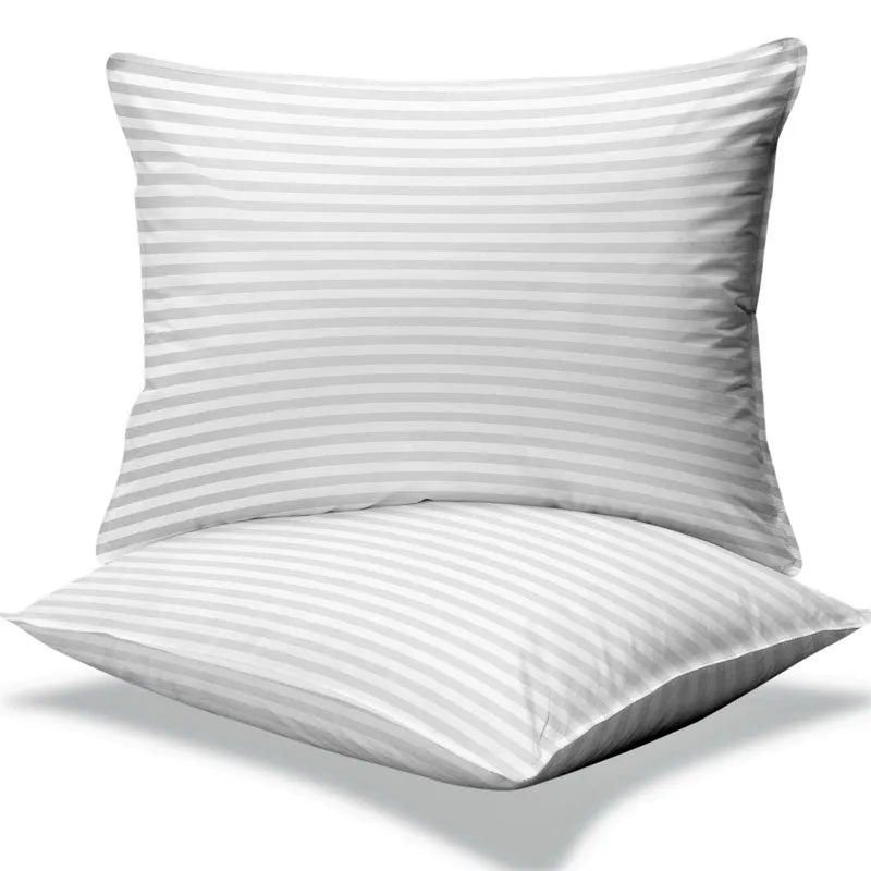 2-Pack Cotton Stripe Plush Bed Pillows