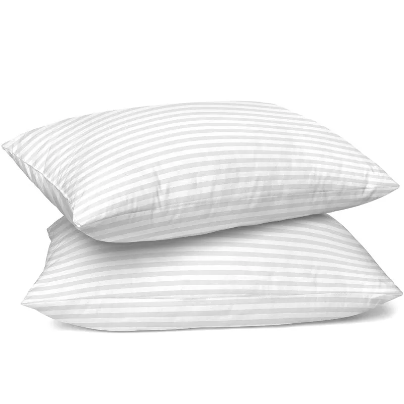 2-Pack Cotton Stripe Plush Bed Pillows