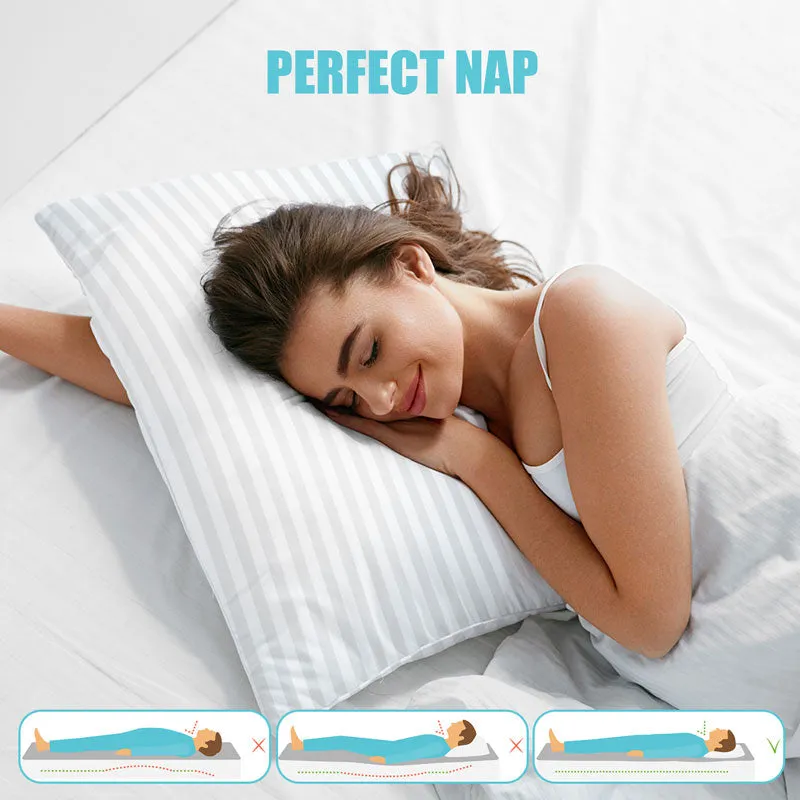 2-Pack Cotton Stripe Plush Bed Pillows