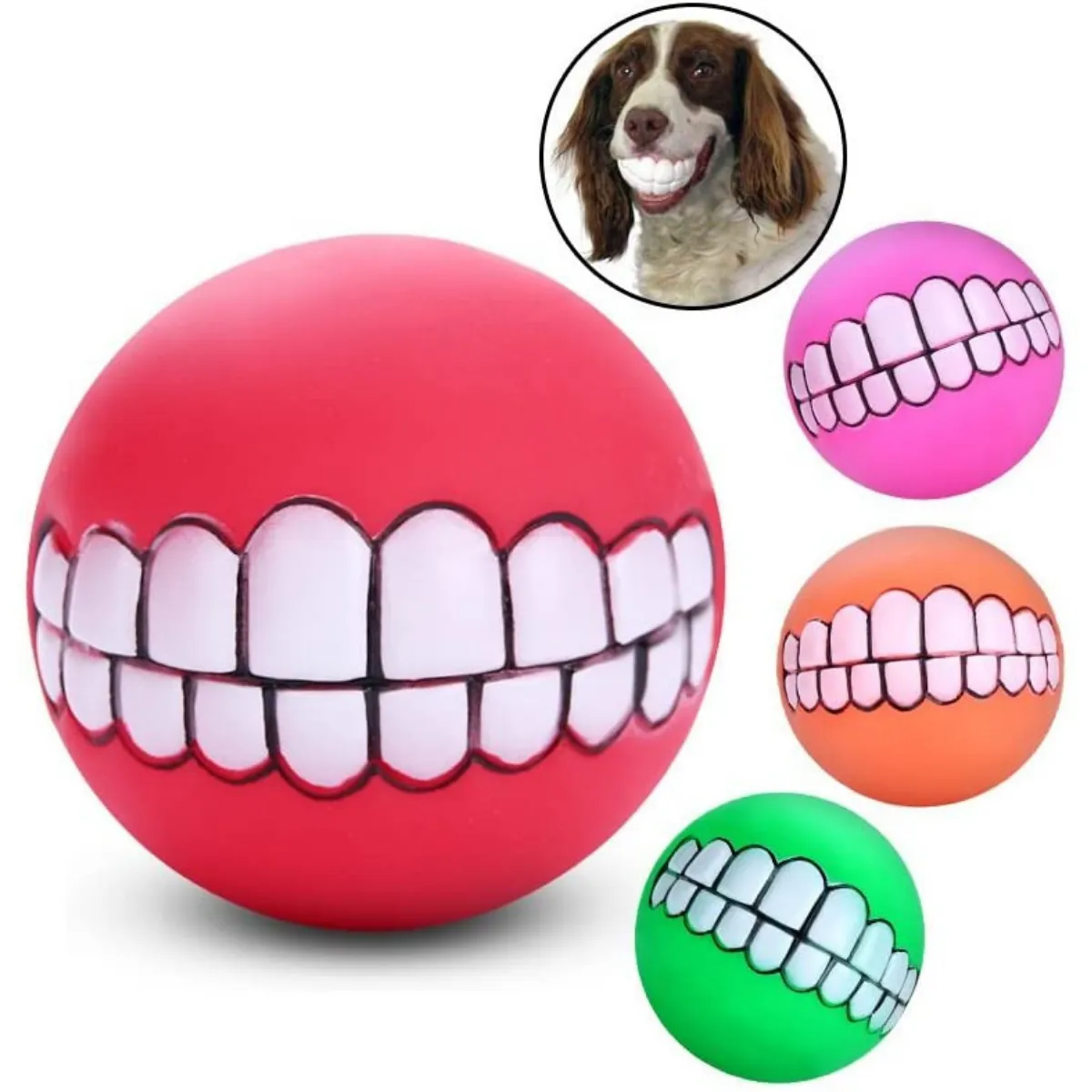 2-Pack Silicone Bite Resistant Squeaky Dog Toy Balls (Assorted Colors)