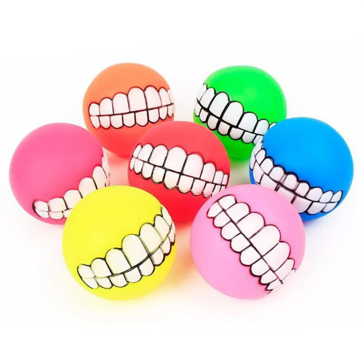 2-Pack Silicone Bite Resistant Squeaky Dog Toy Balls (Assorted Colors)
