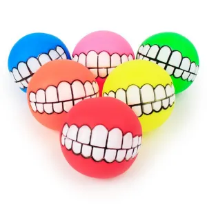 2-Pack Silicone Bite Resistant Squeaky Dog Toy Balls (Assorted Colors)