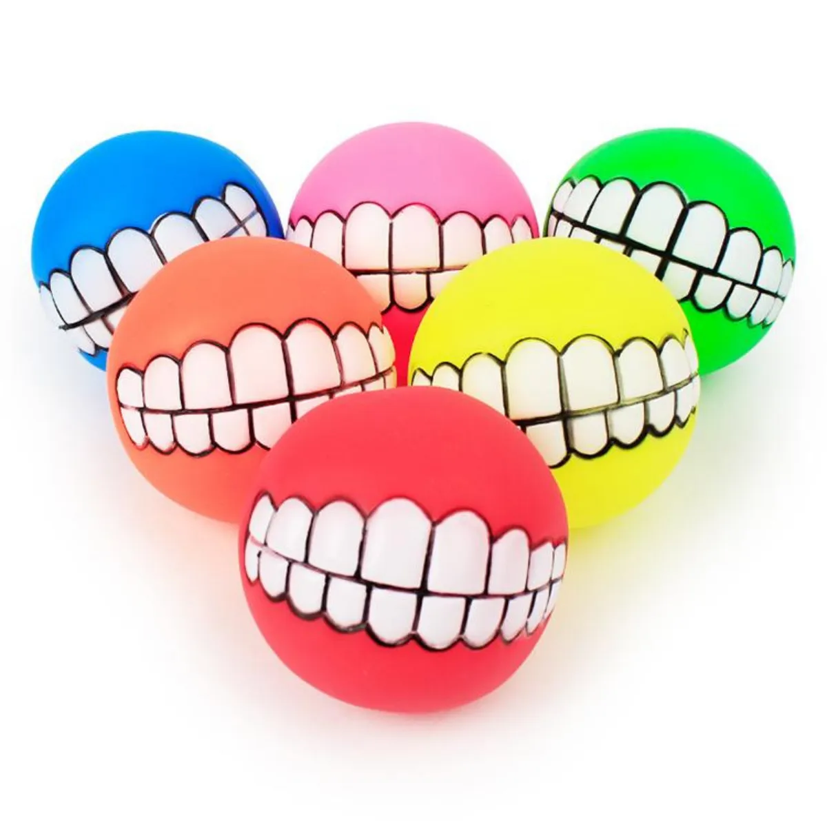 2-Pack Silicone Bite Resistant Squeaky Dog Toy Balls (Assorted Colors)