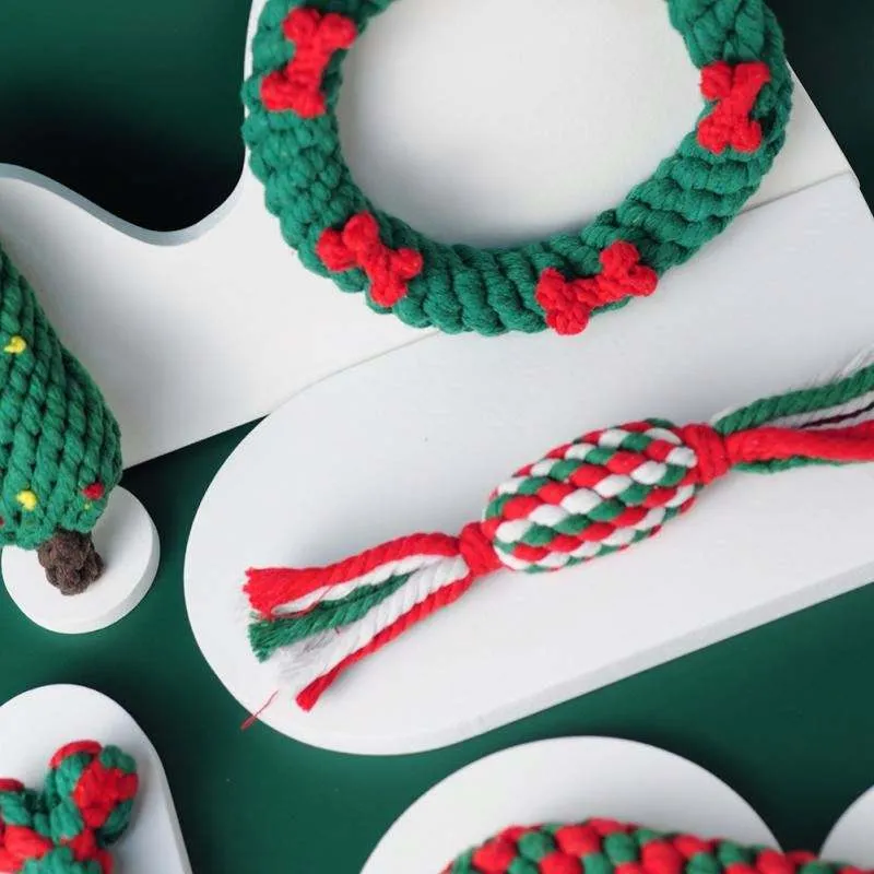 Christmas Themed Rope Dog Chew Toy