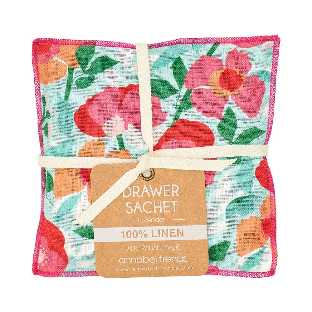 Drawer Sachet - Linen - Sherbert Poppies
