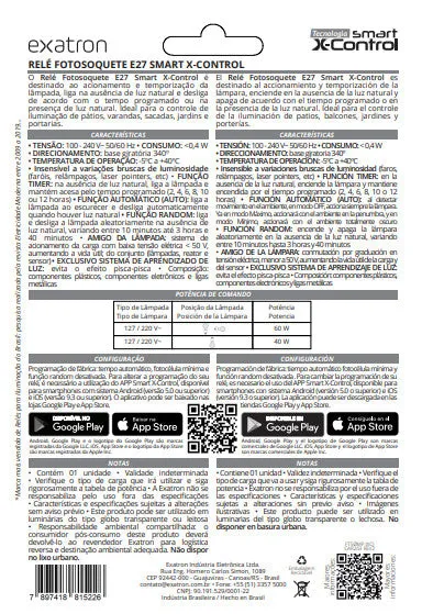 Fotooquete Rele E27 Smart Xcontrol Exatron Fototemporizador (04.03.02.02)