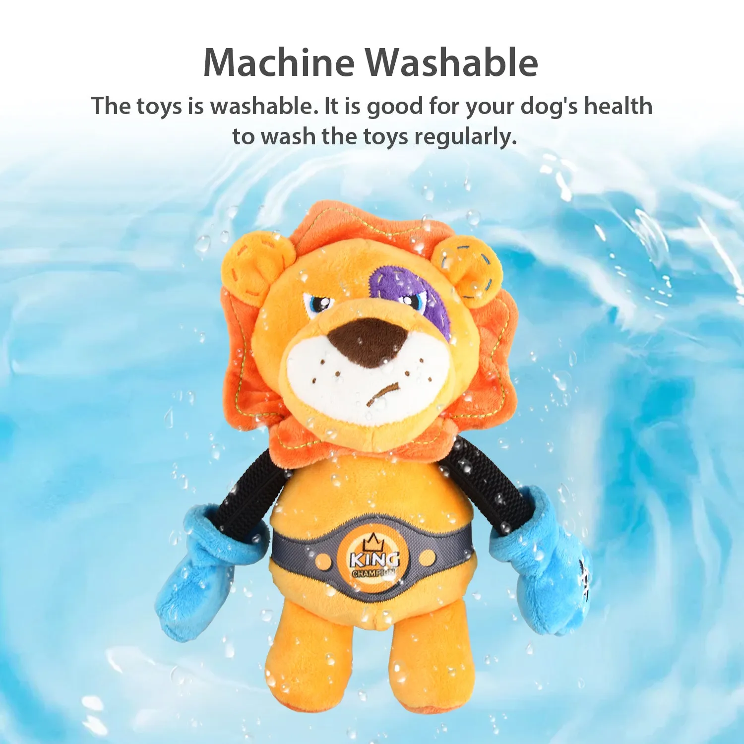 GiGwi Rock Zoo Series Lion Boxer Soft Squeaky Crinkle Dog Toy for Medium and Large Dogs