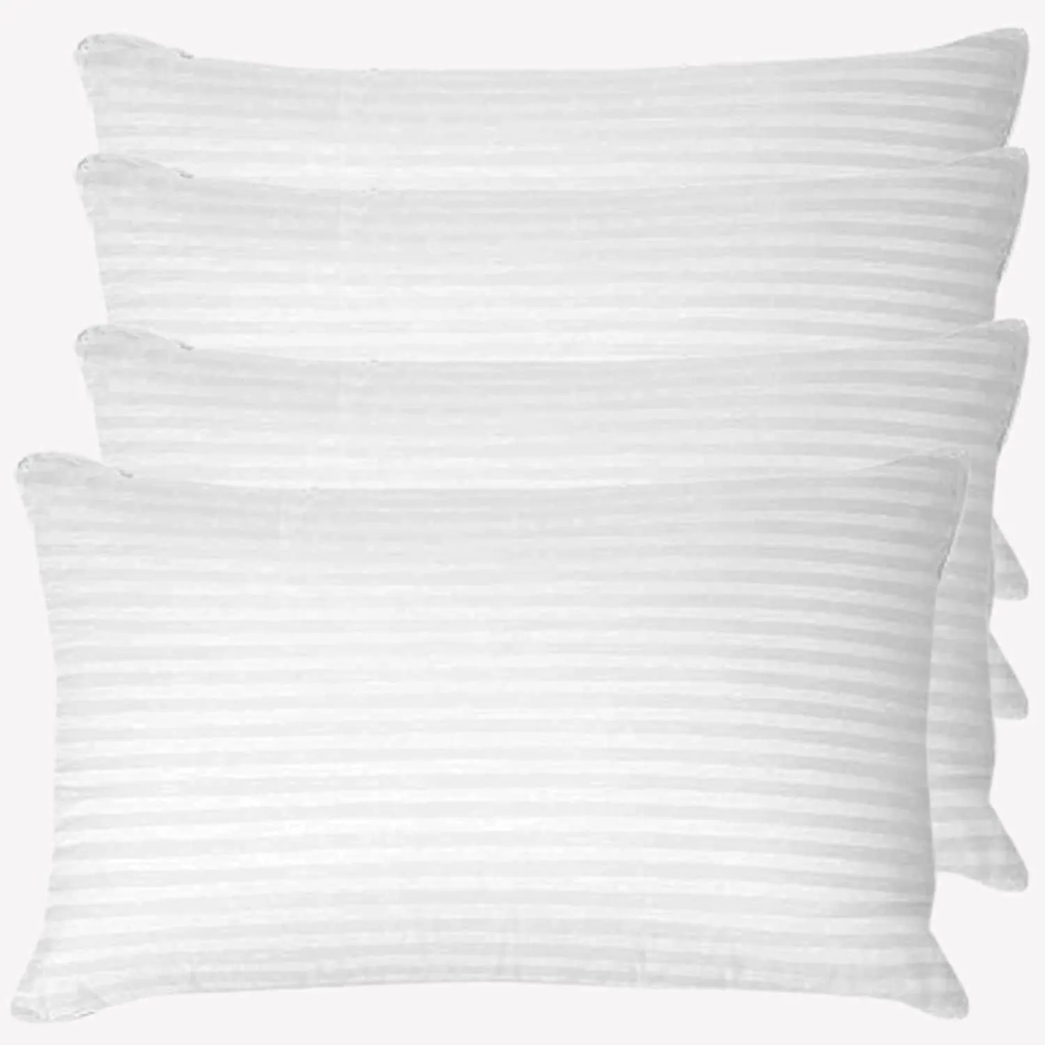 JY Satin Stripe Fabric Luxury Pillows for Sleeping, Down Alternative Cooling Pillow, Standard Size 16" x 26", Pack of 4