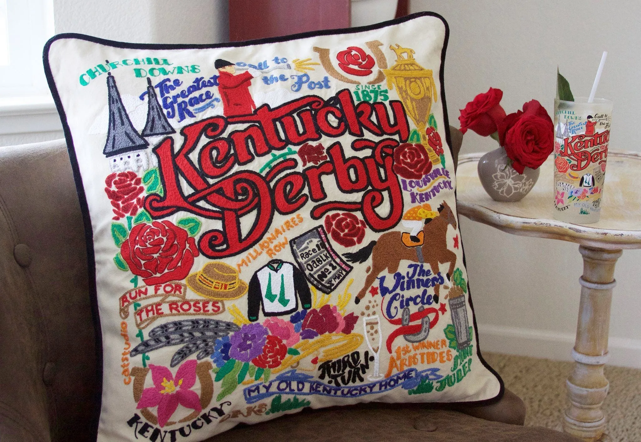 KENTUCKY DERBY PILLOW BY CATSTUDIO