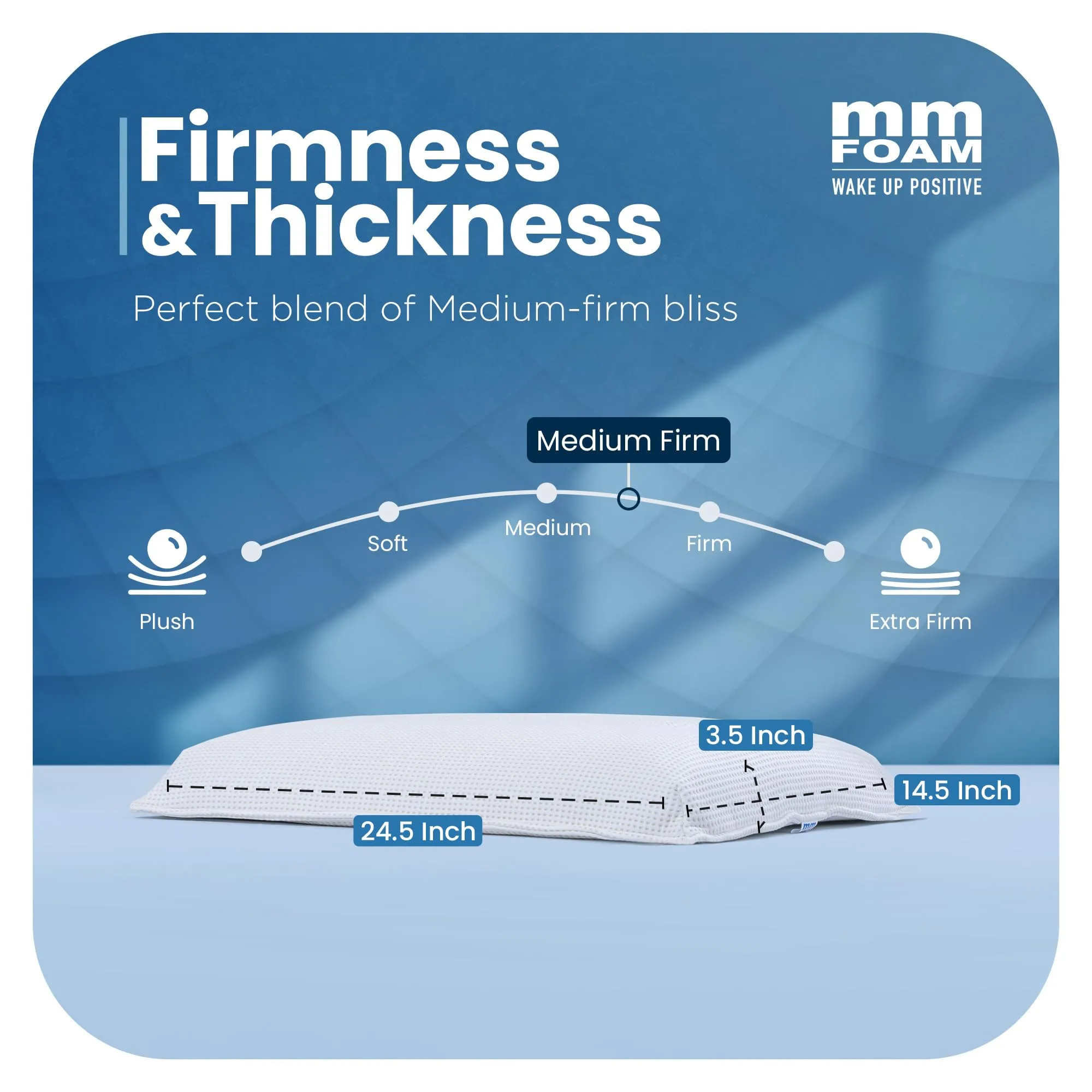 MM FOAM Dexxa Pillow- 100% Latex Pillow for Sleeping-Ultra Thin Pillow for Neck Pain Relief- Thin Anti- Slip Pillow for Neck Support (26 x 17.25 x 3.75 inches)