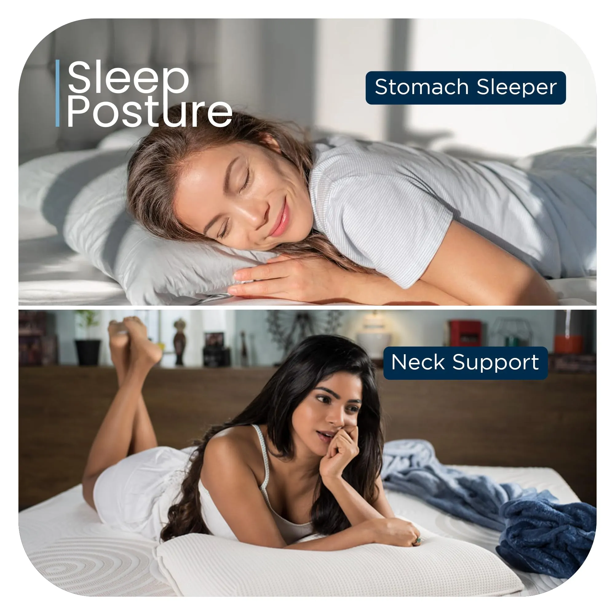 MM FOAM Dexxa Pillow- 100% Latex Pillow for Sleeping-Ultra Thin Pillow for Neck Pain Relief- Thin Anti- Slip Pillow for Neck Support (26 x 17.25 x 3.75 inches)