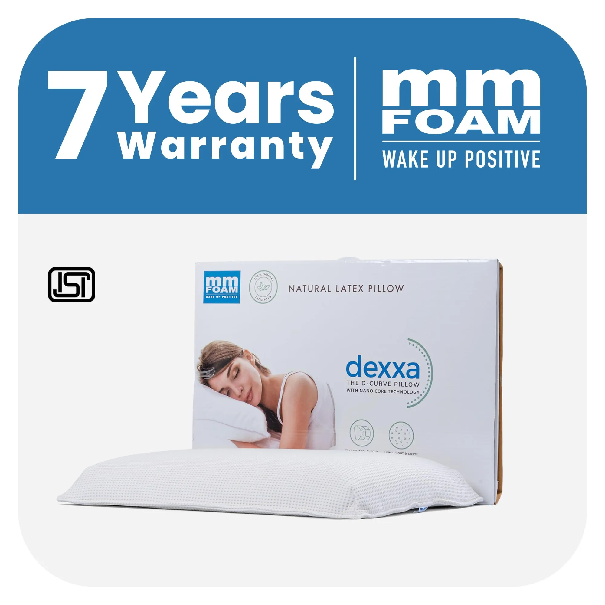 MM FOAM Dexxa Pillow- 100% Latex Pillow for Sleeping-Ultra Thin Pillow for Neck Pain Relief- Thin Anti- Slip Pillow for Neck Support (26 x 17.25 x 3.75 inches)