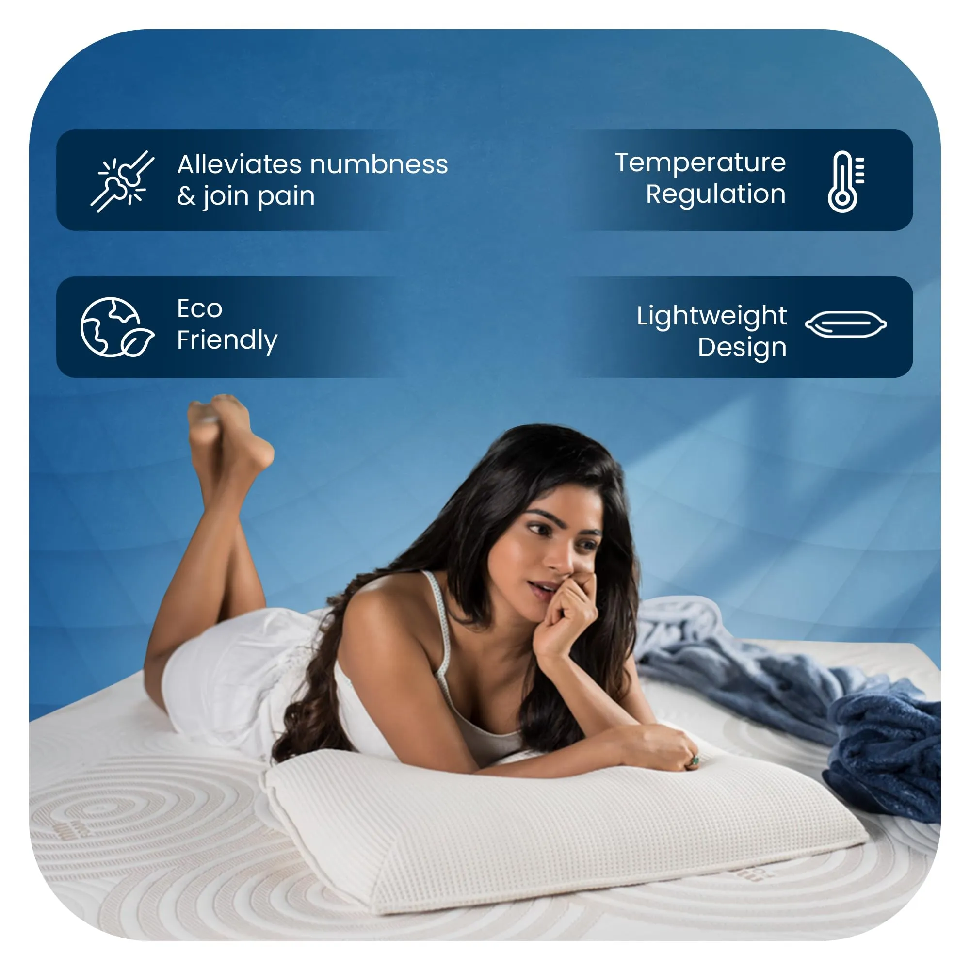 MM FOAM Dexxa Pillow- 100% Latex Pillow for Sleeping-Ultra Thin Pillow for Neck Pain Relief- Thin Anti- Slip Pillow for Neck Support (26 x 17.25 x 3.75 inches)