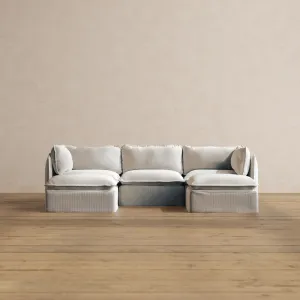 Modular Washable 3-Seater U-Sectional in Milk | Deluxe  Seat | Cloud Pillow