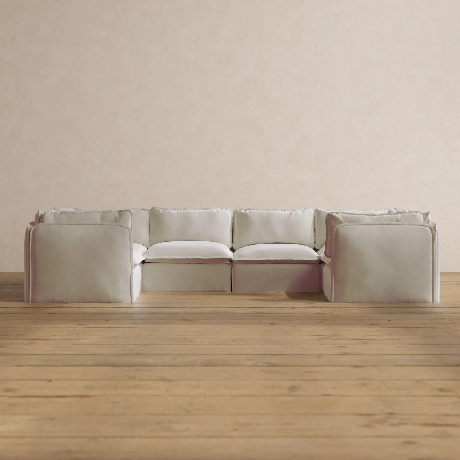 Modular Washable 6-Seater U-Sectional in Coco | Memorix  Seat | Cloud Pillow