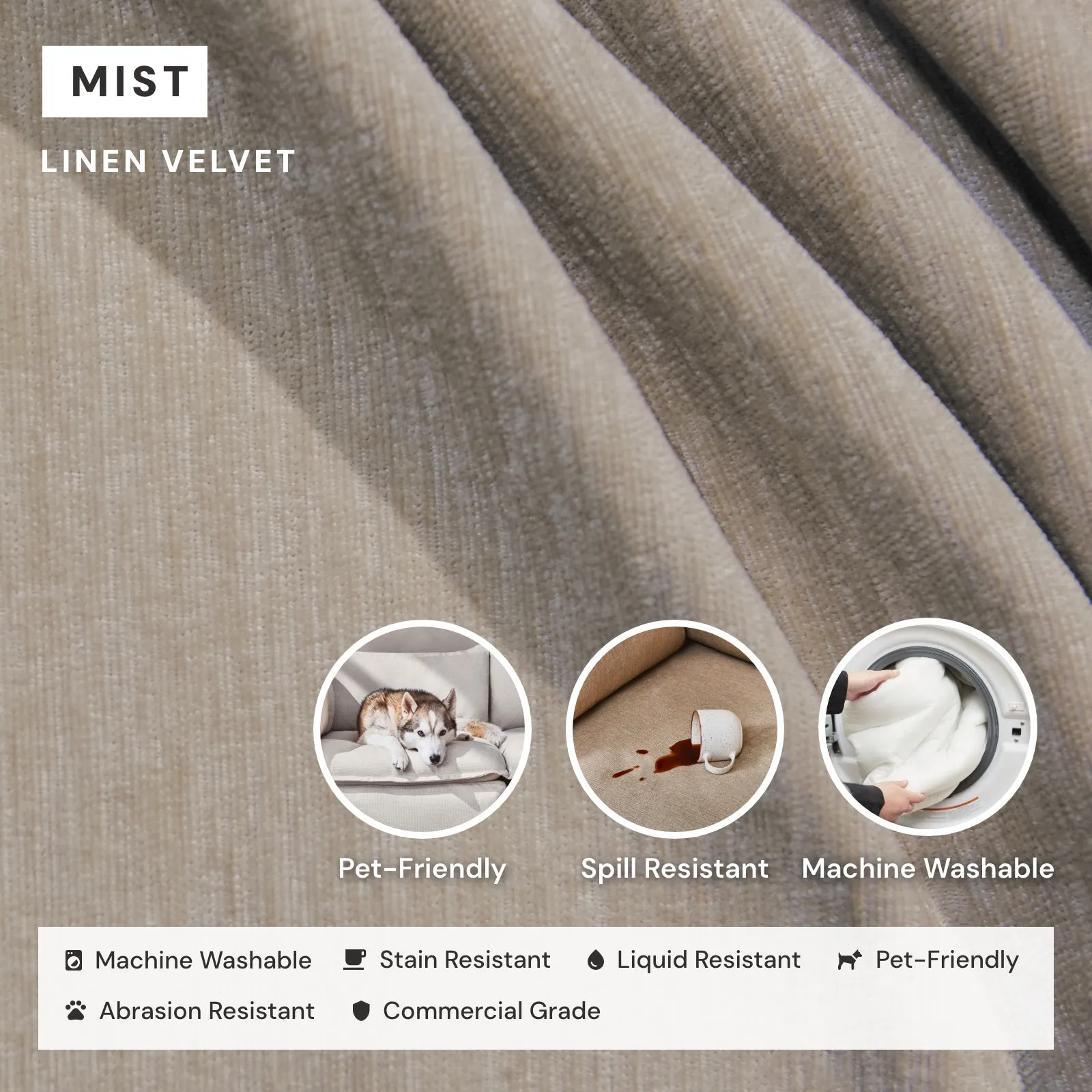 Modular Washable 7-Seater U-Sectional   Ottoman in Mist | Memorix  Seat | Cloud Pillow