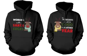 Mr and Mrs Rudolph Couple Matching Outfit Cute X-Mas Couple Hoodies