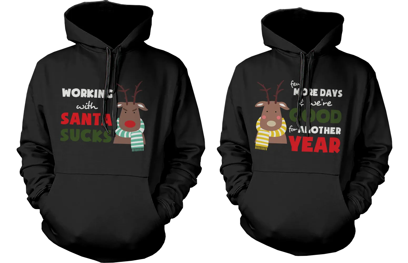 Mr and Mrs Rudolph Couple Matching Outfit Cute X-Mas Couple Hoodies