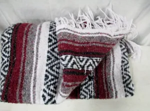 Set 2 SDC FALSA BLANKET Fringe Faux Serape Mexican Throw 46X74 Hippie Bedspread