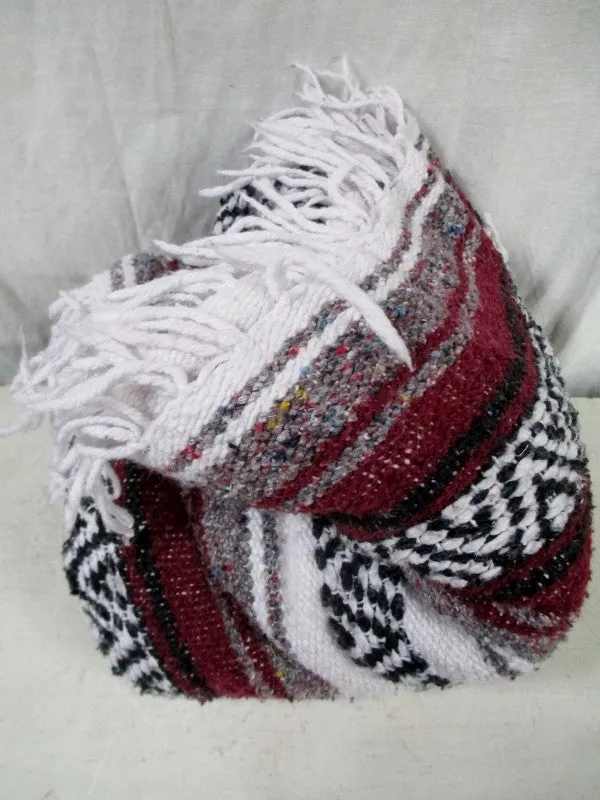 Set 2 SDC FALSA BLANKET Fringe Faux Serape Mexican Throw 46X74 Hippie Bedspread