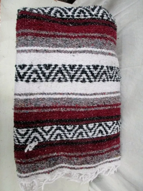 Set 2 SDC FALSA BLANKET Fringe Faux Serape Mexican Throw 46X74 Hippie Bedspread