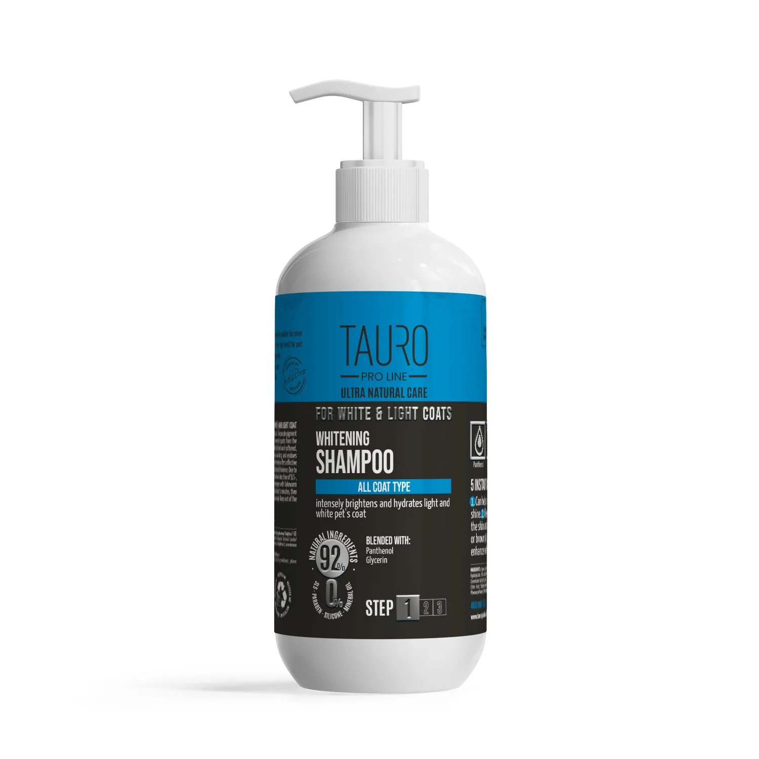 Tauro Pro Line Ultra Natural Care whitening shampoo for dogs and cats with white and light coat