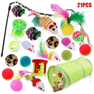 Ultimate 21-Piece Cat Toy Set: Keep Your Cat Entertained, Healthy, and Happy!