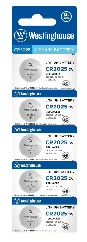 Westinghouse CR2025 3V Lithium Coin Cell Battery
