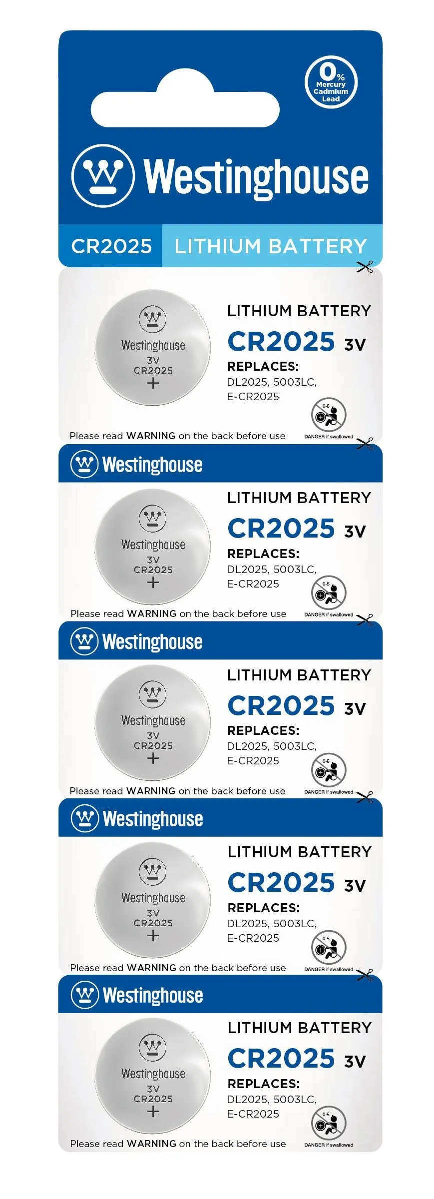 Westinghouse CR2025 3V Lithium Coin Cell Battery