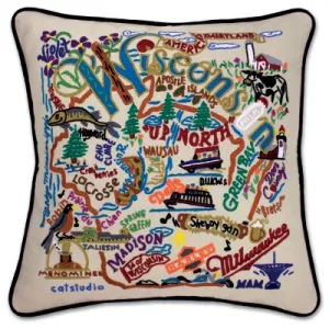 WISCONSIN PILLOW BY CATSTUDIO